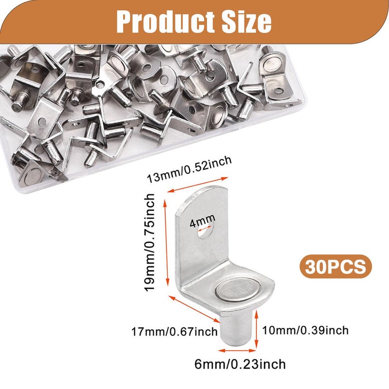 Taiss 1/4 Shelf Pins,Shelf pegs,L-Shaped Bracket Nickel Plated Shelf Support Pegs 30PCS ,Kitchen Furniture Cabinet Shelf pegs - Image 2